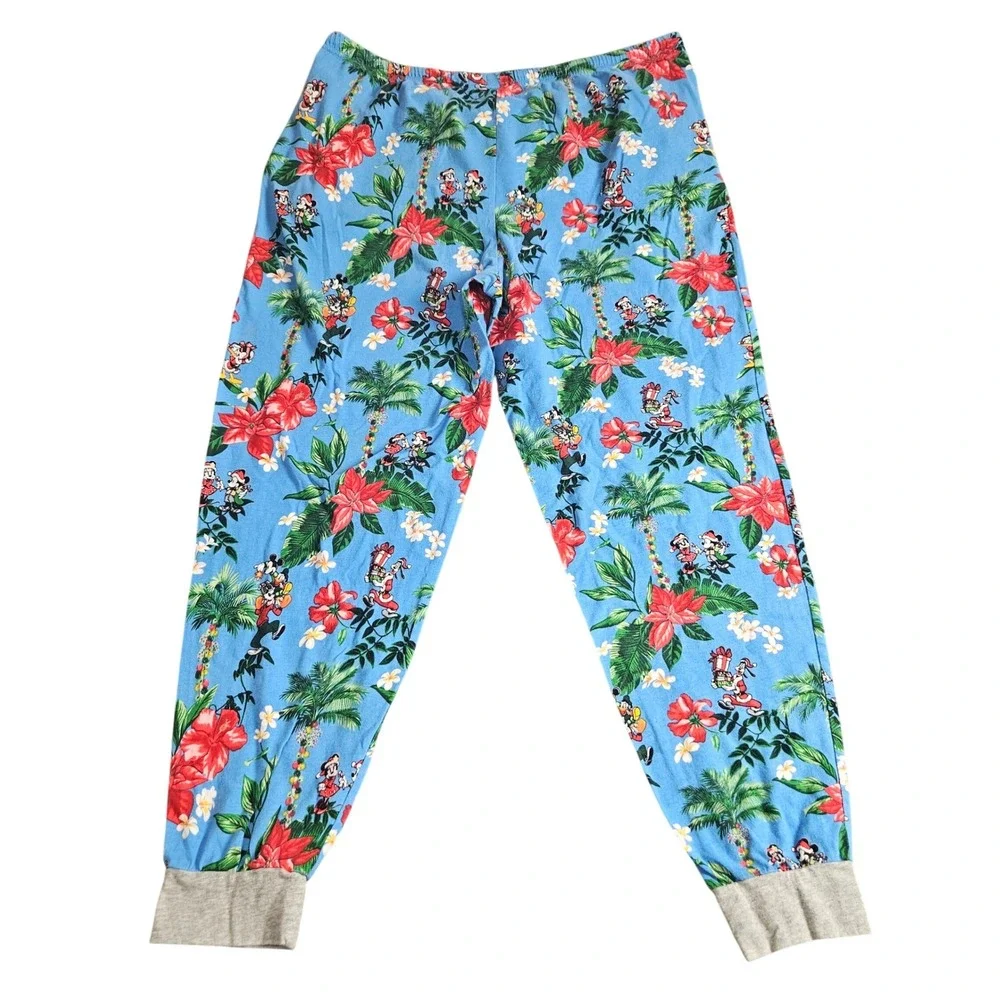 Disney x Tommy Bahama Lounge Pants L Blue Tropical Mickey Holiday Cozy Jogger - Picture 2 of 7